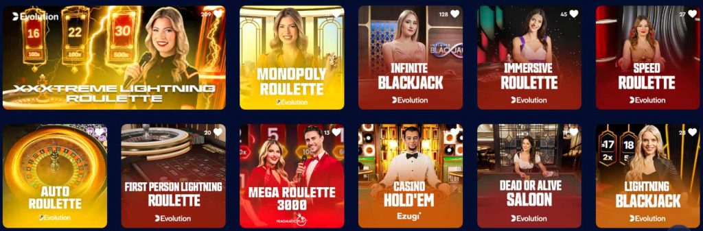 A Celsius Casino élő játékai